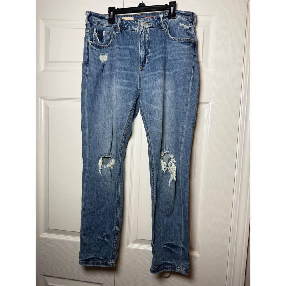 Pilcro Anthropologie Distressed Straight Leg Jeans Blue 28